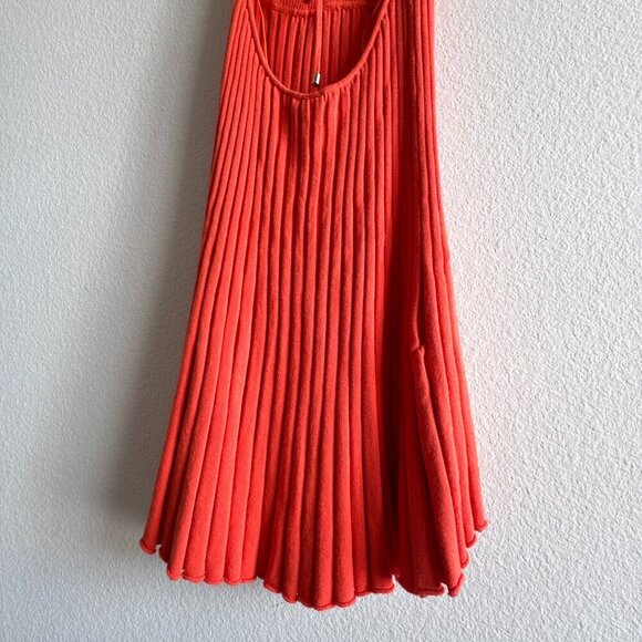 New Free People Cherie Tie Back Knit Mini Dress Size Medium Orange Red - Picture 14 of 16